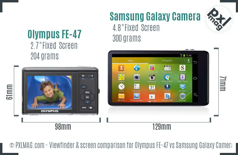 Olympus FE-47 vs Samsung Galaxy Camera Screen and Viewfinder comparison Olympus FE-47 vs Samsung Galaxy Camera Screen and Viewfinder comparison