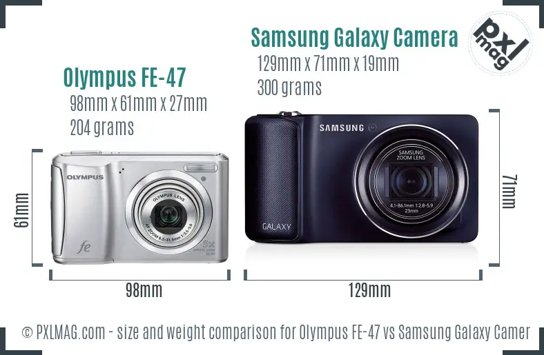 Olympus FE-47 vs Samsung Galaxy Camera size comparison Olympus FE-47 vs Samsung Galaxy Camera size comparison