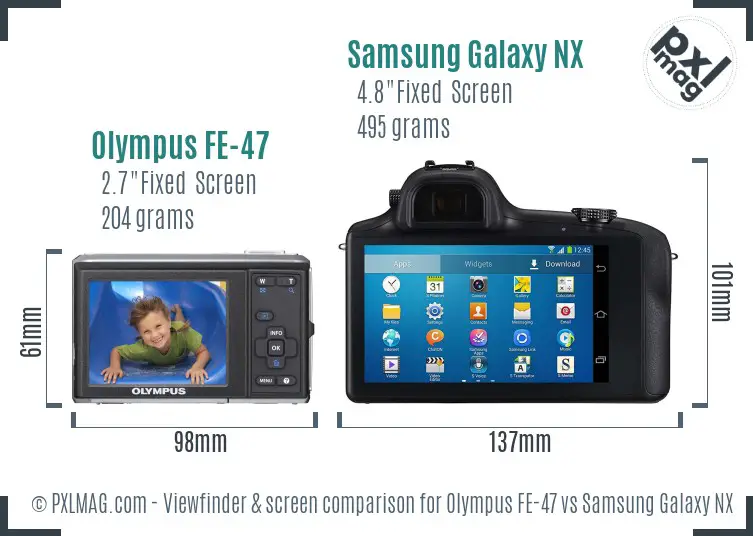 Olympus FE-47 vs Samsung Galaxy NX Screen and Viewfinder comparison Olympus FE-47 vs Samsung Galaxy NX Screen and Viewfinder comparison