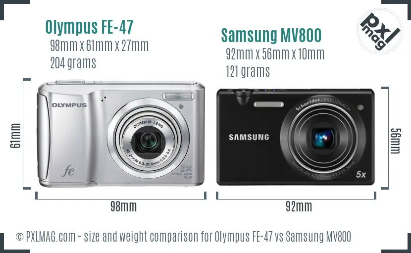 Olympus FE-47 vs Samsung MV800 size comparison Olympus FE-47 vs Samsung MV800 size comparison