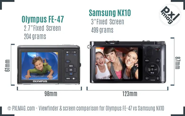 Olympus FE-47 vs Samsung NX10 Screen and Viewfinder comparison Olympus FE-47 vs Samsung NX10 Screen and Viewfinder comparison