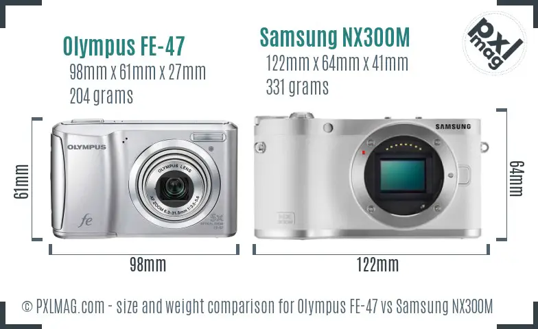 Olympus FE-47 vs Samsung NX300M size comparison Olympus FE-47 vs Samsung NX300M size comparison