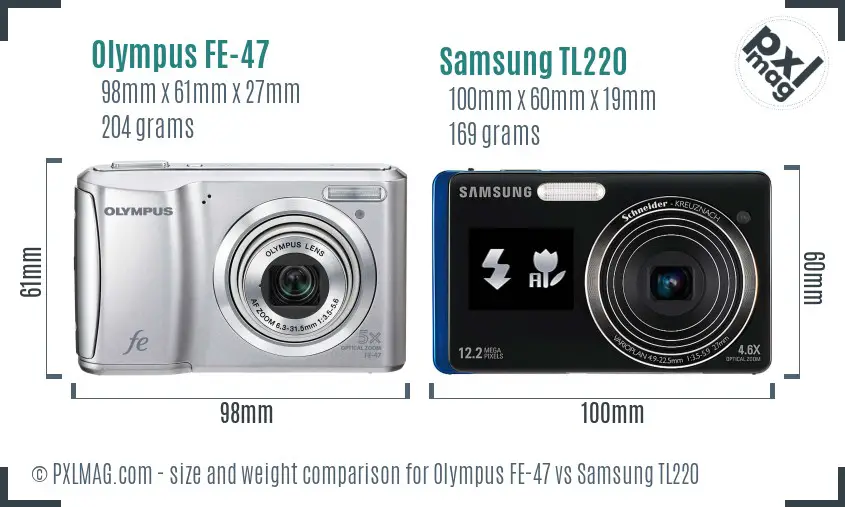 Olympus FE-47 vs Samsung TL220 size comparison
