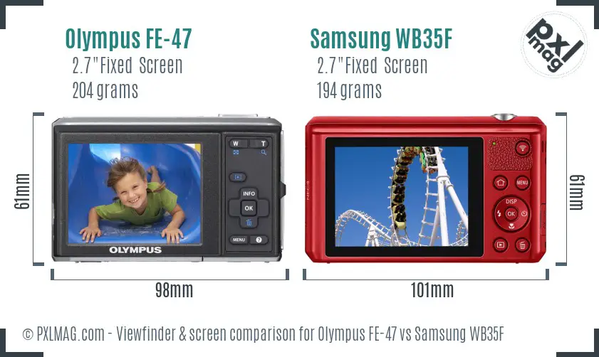 Olympus FE-47 vs Samsung WB35F Screen and Viewfinder comparison