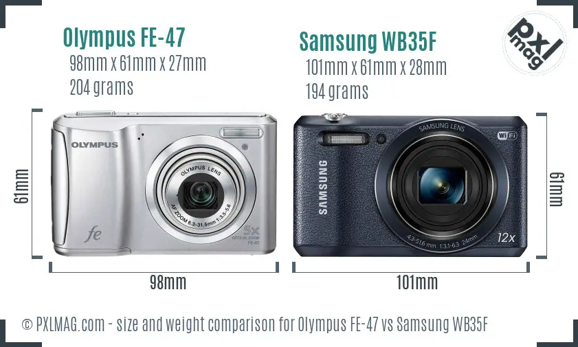 Olympus FE-47 vs Samsung WB35F size comparison