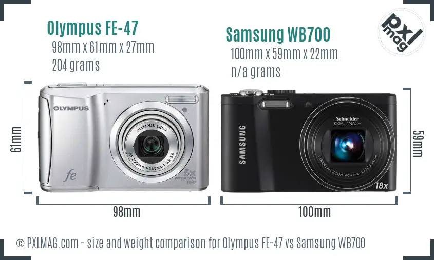 Olympus FE-47 vs Samsung WB700 size comparison Olympus FE-47 vs Samsung WB700 size comparison