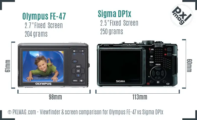 Olympus FE-47 vs Sigma DP1x Screen and Viewfinder comparison Olympus FE-47 vs Sigma DP1x Screen and Viewfinder comparison