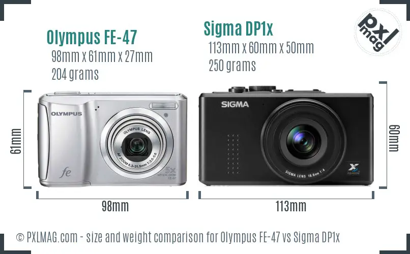 Olympus FE-47 vs Sigma DP1x size comparison Olympus FE-47 vs Sigma DP1x size comparison