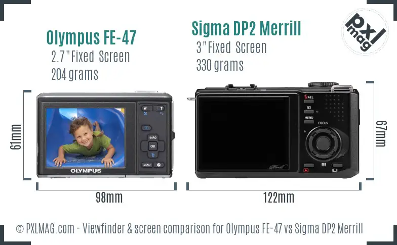 Olympus FE-47 vs Sigma DP2 Merrill Screen and Viewfinder comparison