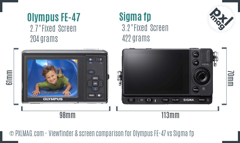 Olympus FE-47 vs Sigma fp Screen and Viewfinder comparison