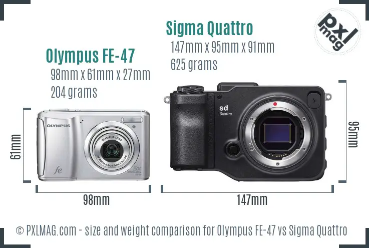Olympus FE-47 vs Sigma Quattro size comparison