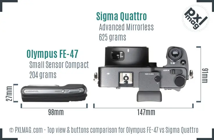 Olympus FE-47 vs Sigma Quattro top view buttons comparison