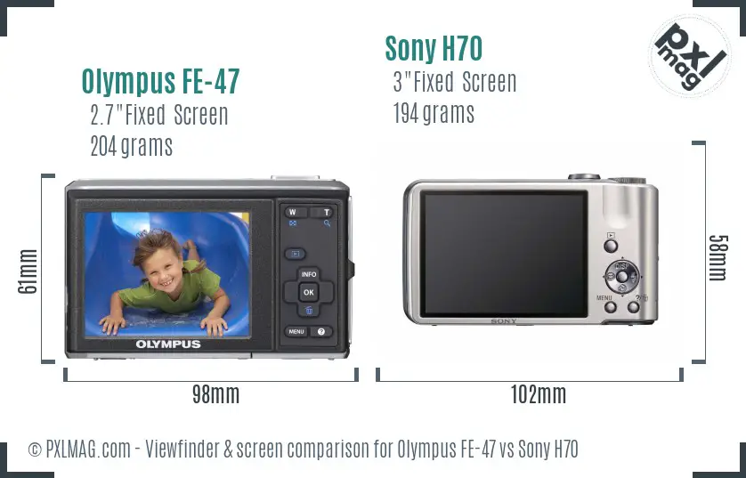 Olympus FE-47 vs Sony H70 Screen and Viewfinder comparison