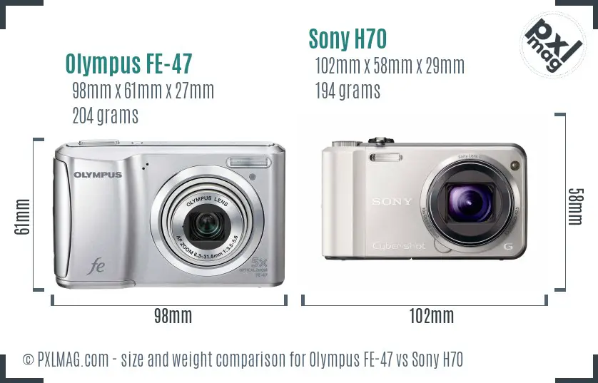 Olympus FE-47 vs Sony H70 size comparison