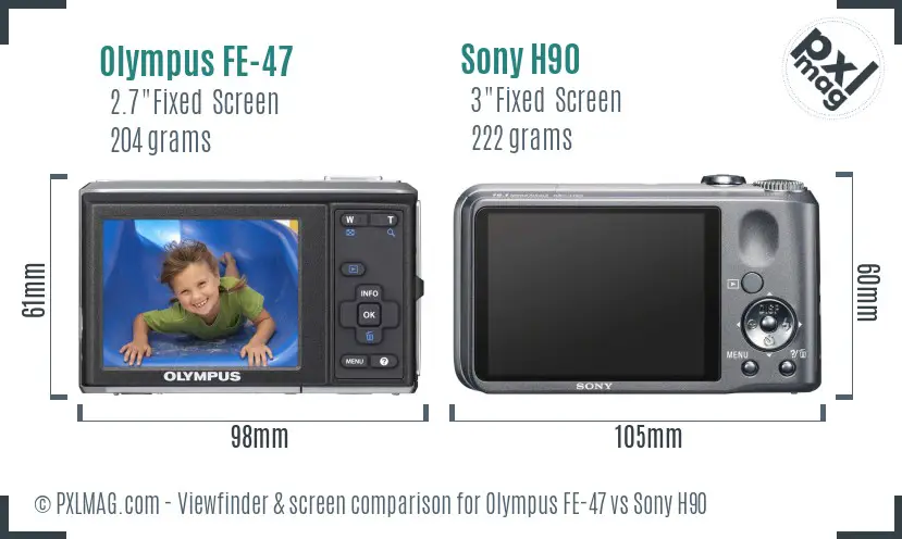 Olympus FE-47 vs Sony H90 Screen and Viewfinder comparison