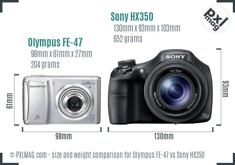 Olympus FE-47 vs Sony HX350 size comparison