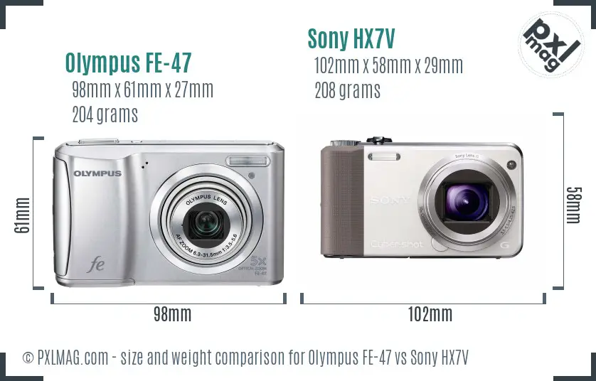 Olympus FE-47 vs Sony HX7V size comparison