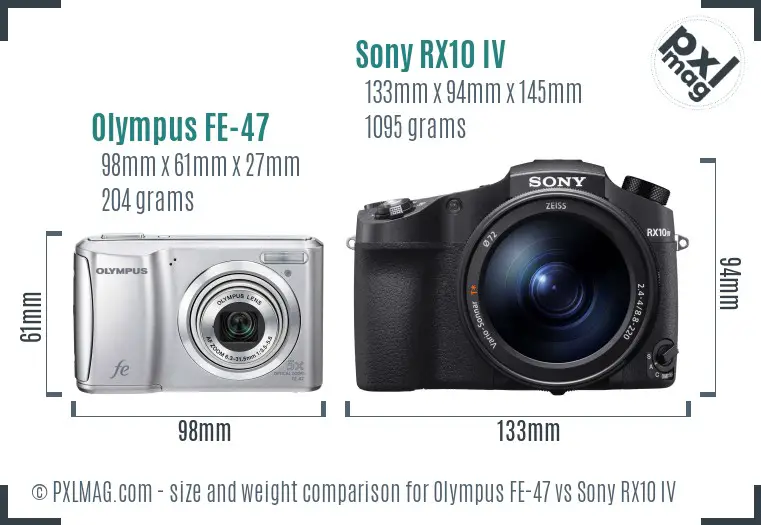 Olympus FE-47 vs Sony RX10 IV size comparison