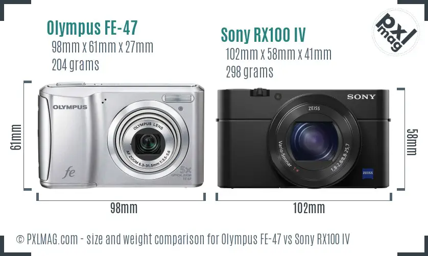 Olympus FE-47 vs Sony RX100 IV size comparison