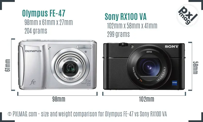 Olympus FE-47 vs Sony RX100 VA size comparison