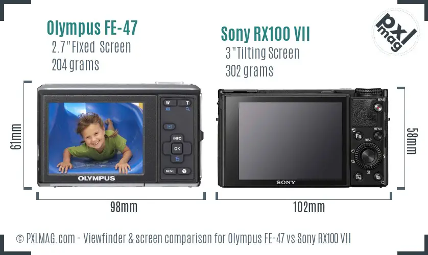 Olympus FE-47 vs Sony RX100 VII Screen and Viewfinder comparison Olympus FE-47 vs Sony RX100 VII Screen and Viewfinder comparison