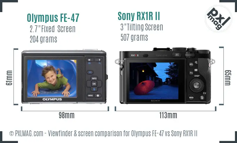 Olympus FE-47 vs Sony RX1R II Screen and Viewfinder comparison