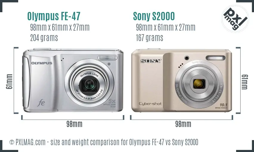 Olympus FE-47 vs Sony S2000 size comparison Olympus FE-47 vs Sony S2000 size comparison
