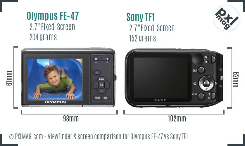 Olympus FE-47 vs Sony TF1 Screen and Viewfinder comparison