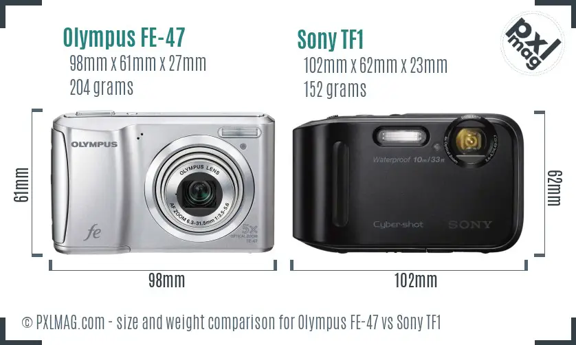 Olympus FE-47 vs Sony TF1 size comparison