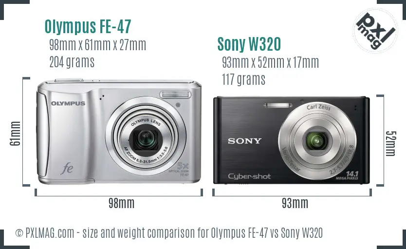 Olympus FE-47 vs Sony W320 size comparison Olympus FE-47 vs Sony W320 size comparison