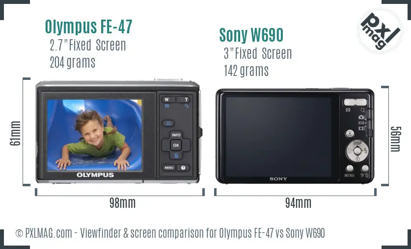 Olympus FE-47 vs Sony W690 Screen and Viewfinder comparison