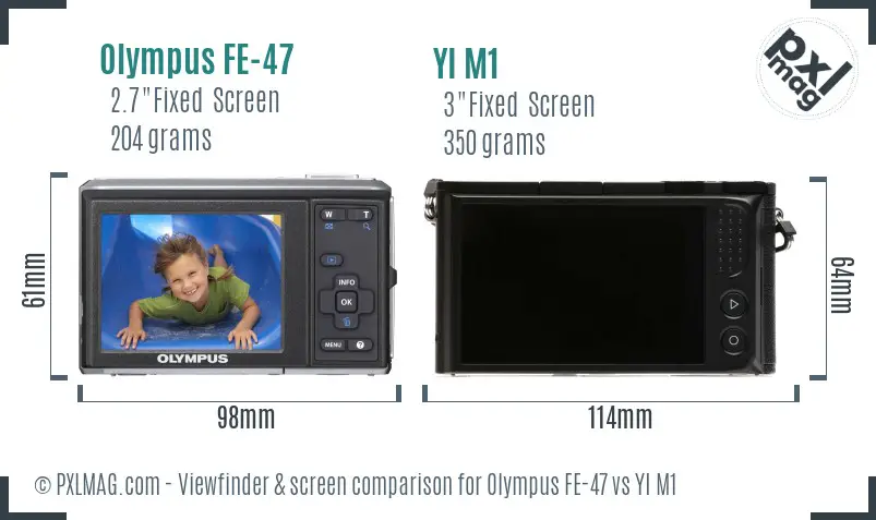 Olympus FE-47 vs YI M1 Screen and Viewfinder comparison Olympus FE-47 vs YI M1 Screen and Viewfinder comparison