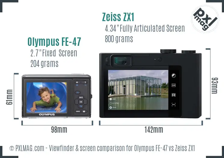 Olympus FE-47 vs Zeiss ZX1 Screen and Viewfinder comparison