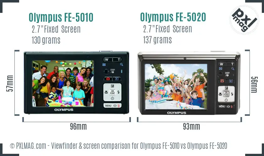 Olympus FE-5010 vs Olympus FE-5020 Screen and Viewfinder comparison