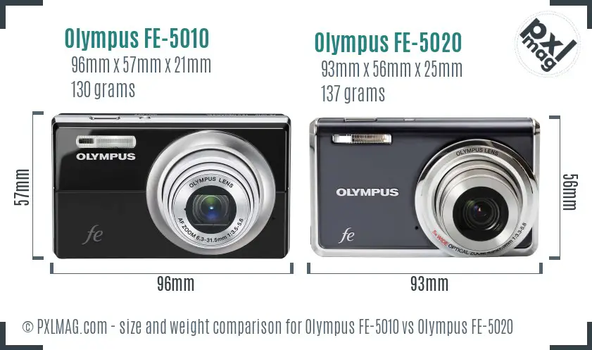 Olympus FE-5010 vs Olympus FE-5020 size comparison
