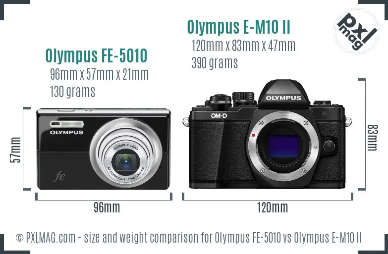 Olympus FE-5010 vs Olympus E-M10 II size comparison