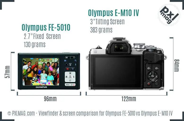 Olympus FE-5010 vs Olympus E-M10 IV Screen and Viewfinder comparison