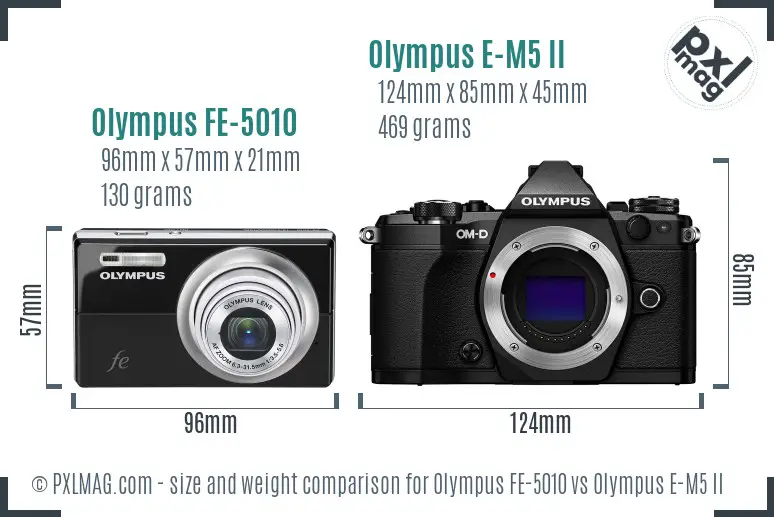 Olympus FE-5010 vs Olympus E-M5 II size comparison