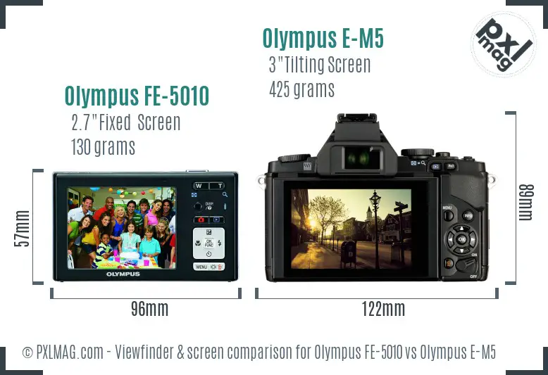 Olympus FE-5010 vs Olympus E-M5 Screen and Viewfinder comparison