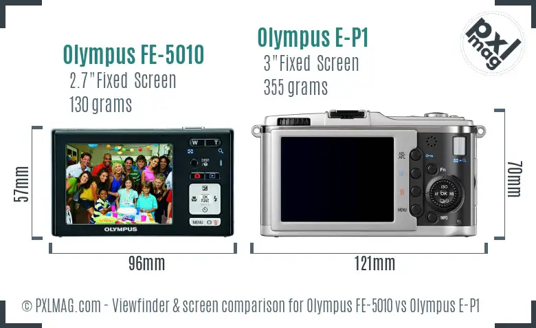 Olympus FE-5010 vs Olympus E-P1 Screen and Viewfinder comparison