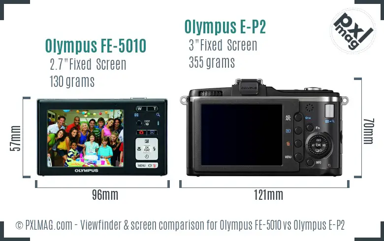 Olympus FE-5010 vs Olympus E-P2 Screen and Viewfinder comparison