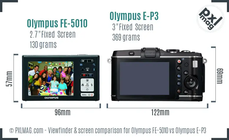 Olympus FE-5010 vs Olympus E-P3 Screen and Viewfinder comparison