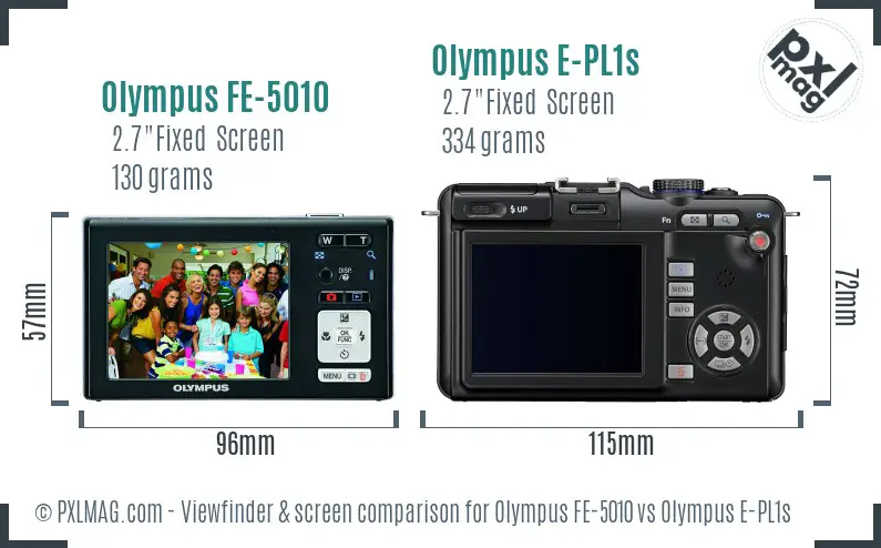 Olympus FE-5010 vs Olympus E-PL1s Screen and Viewfinder comparison
