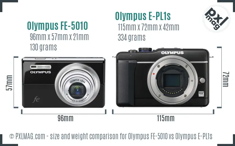 Olympus FE-5010 vs Olympus E-PL1s size comparison