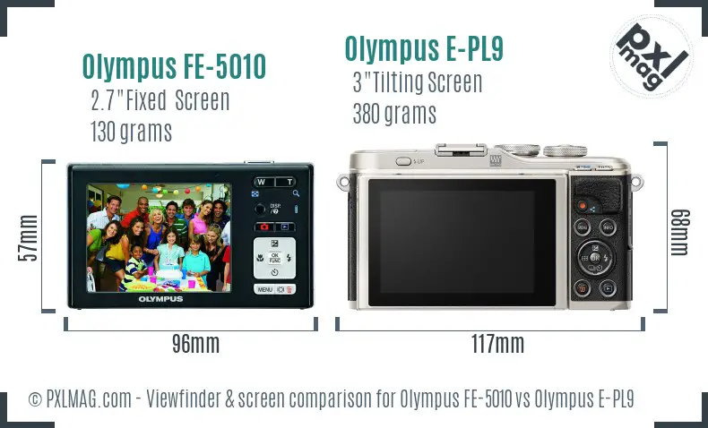 Olympus FE-5010 vs Olympus E-PL9 Screen and Viewfinder comparison