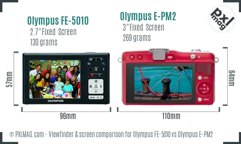 Olympus FE-5010 vs Olympus E-PM2 Screen and Viewfinder comparison