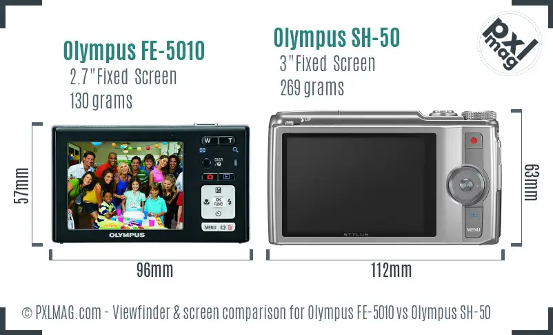 Olympus FE-5010 vs Olympus SH-50 Screen and Viewfinder comparison