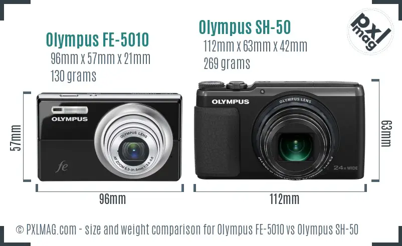 Olympus FE-5010 vs Olympus SH-50 size comparison