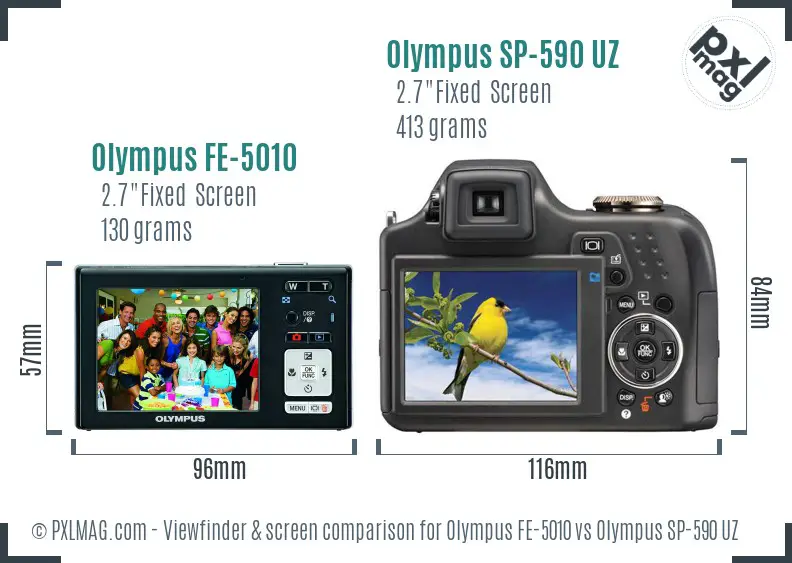 Olympus FE-5010 vs Olympus SP-590 UZ Screen and Viewfinder comparison