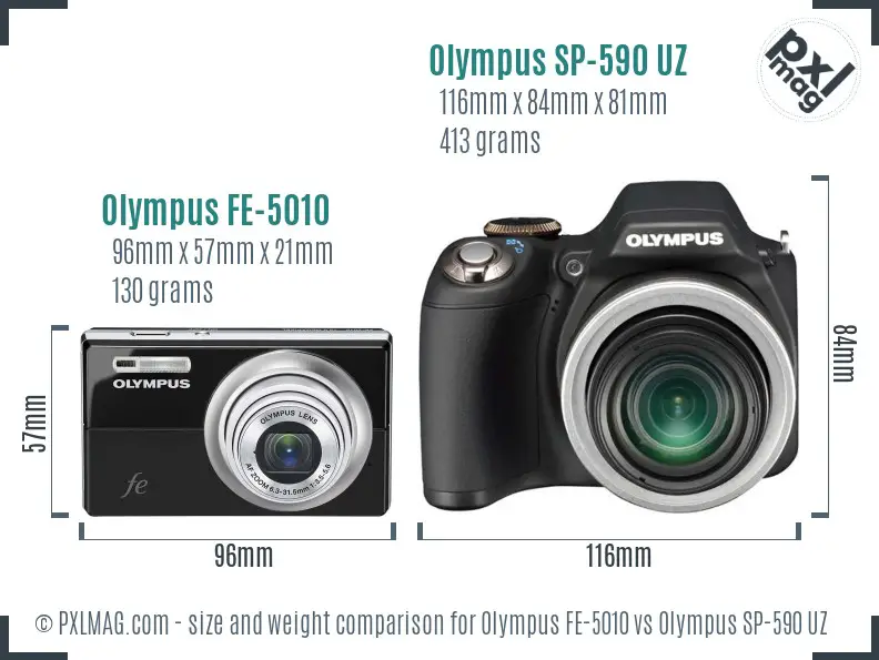 Olympus FE-5010 vs Olympus SP-590 UZ size comparison